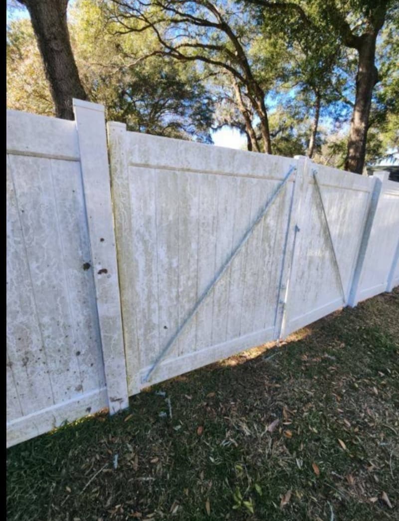 Fence before power washing